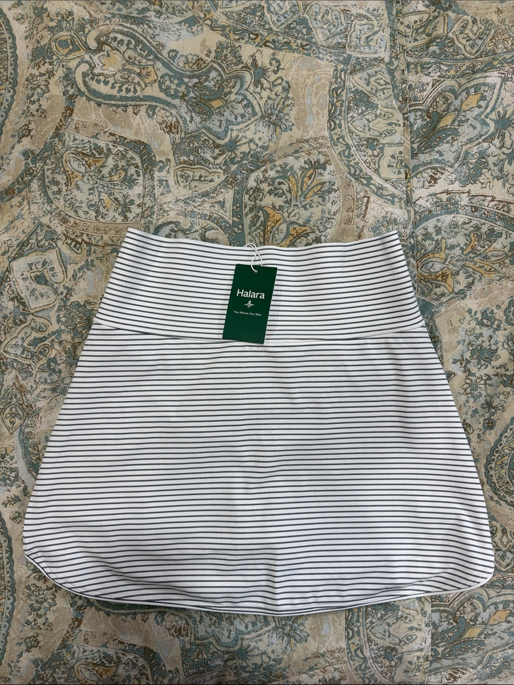 Halara Striped Athletic Skort Tennis Skirt Wide Waistband NWT